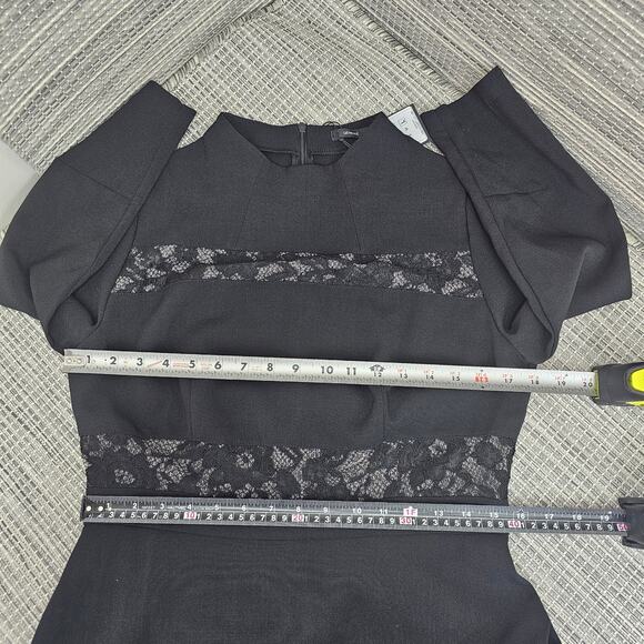 GENEVIE Dress Women Large Black Floral Lace Midi Tea Length 3/4 Sleeve Party NEW - Picture 8 of 12